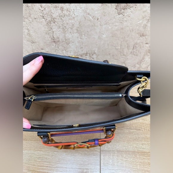 GUCCI Black/Multicolor
Leather Lunar New Year Medium Diana Bamboo Handle Bag - Picture 6 of 6